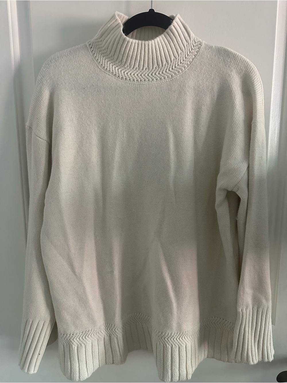 Cream Turtleneck Knit Sweater